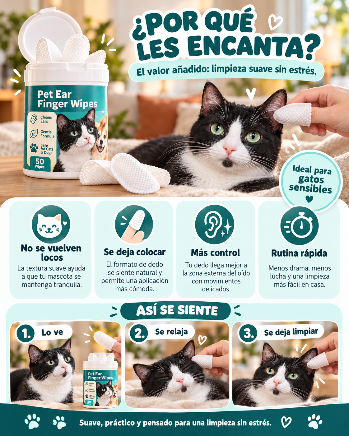 Homora | Toallitas de dedo para orejas de gatos